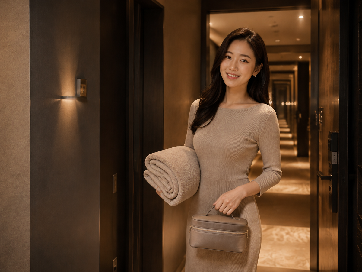 광주 방문 홈케어 일정을 준비하는 젊은 성인 한국 여성 관리사